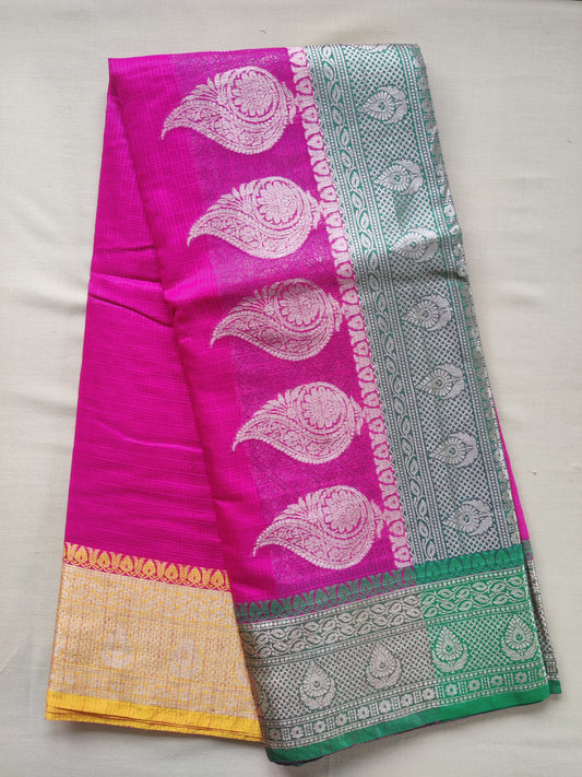 Bela Checked Contrast Zari Saree