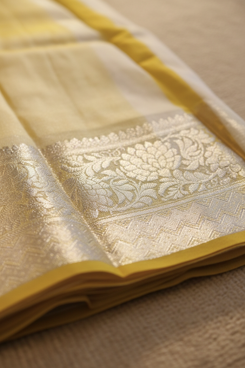 Olive Gold Tissue Saree