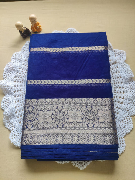 Royal Blue Saree with Golden Zari Border