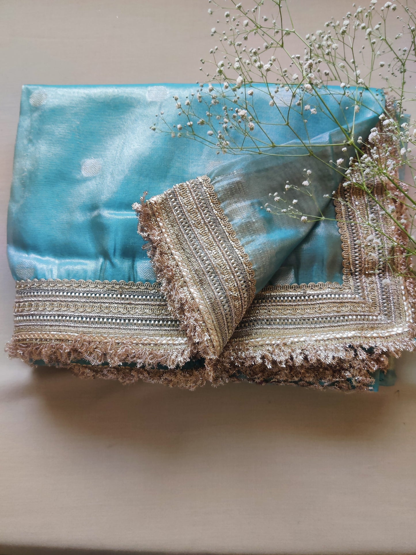 Aarohi Banarasi Tissue Saree with Lace
