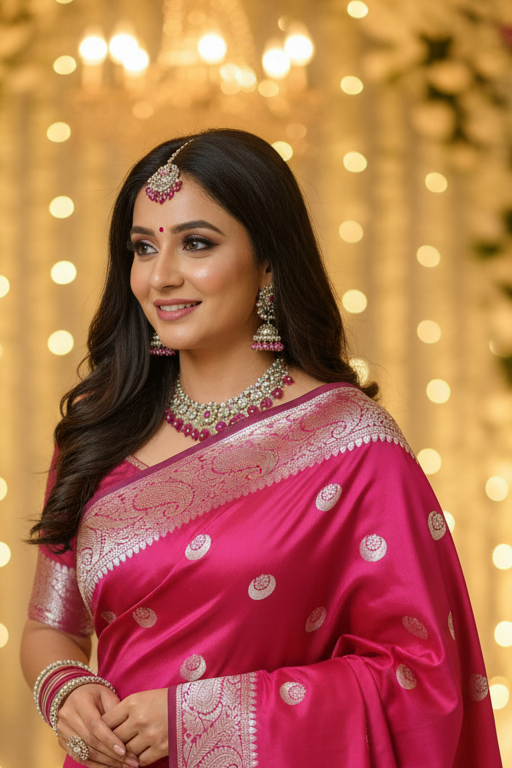 Red Chand Buti Saree