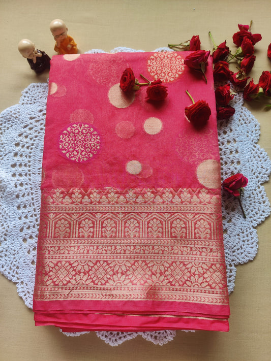 Rose Pink Banarasi Buti Saree