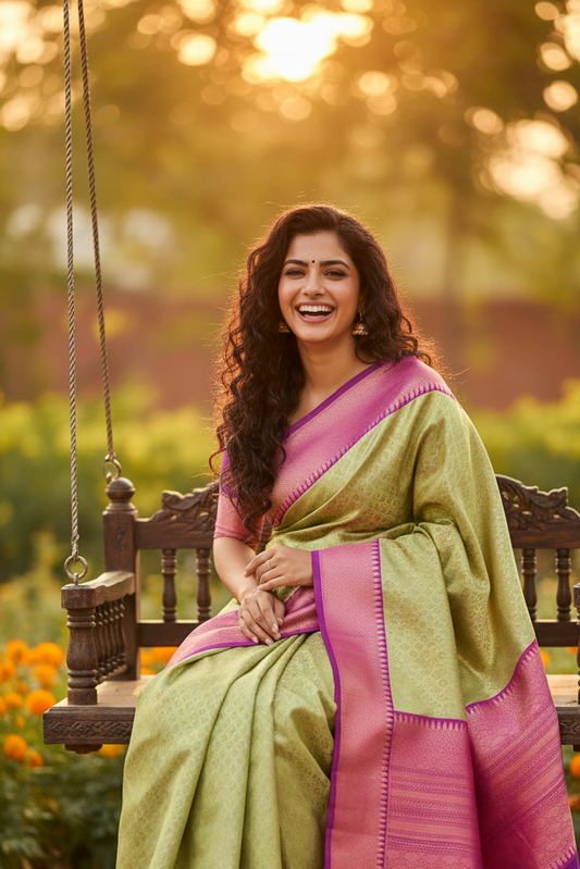Sage Green Tanchui Saree
