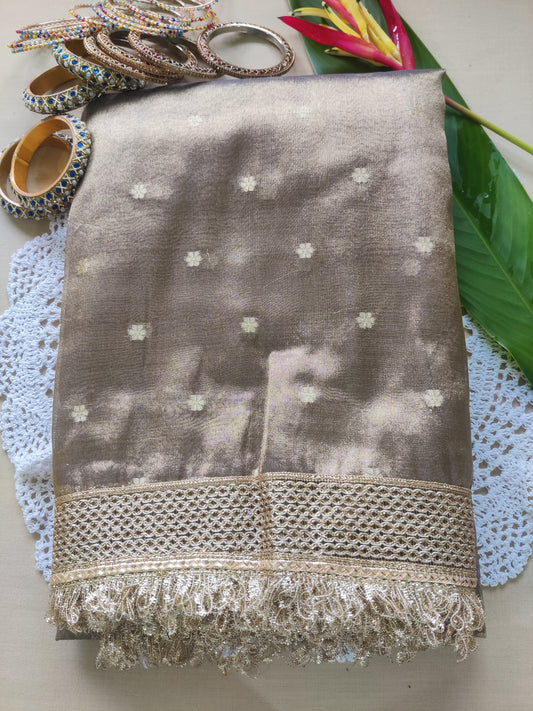 Myra Banarasi Tissue Saree with Lace