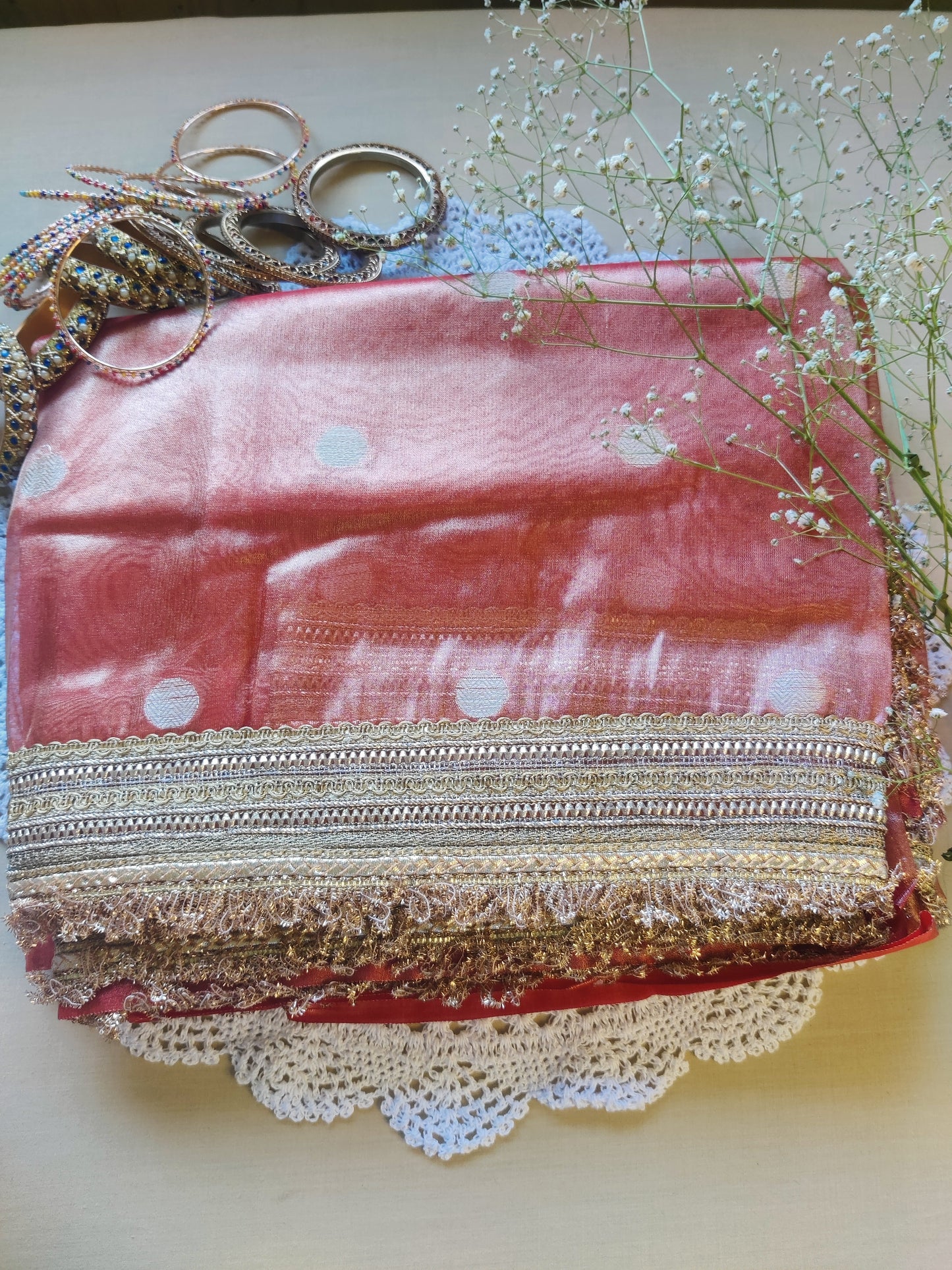 Aarohi Banarasi Tissue Saree with Lace