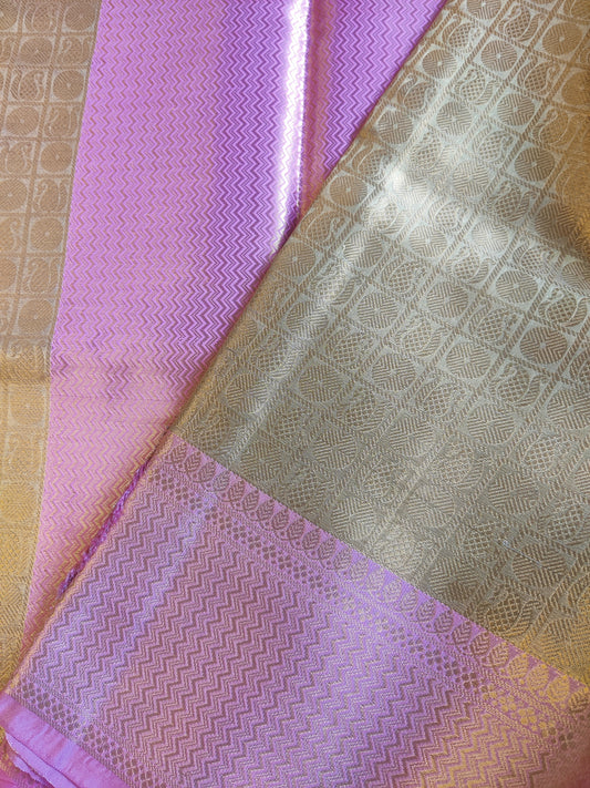 Banarasi Tissue Saree -Gold & Pink