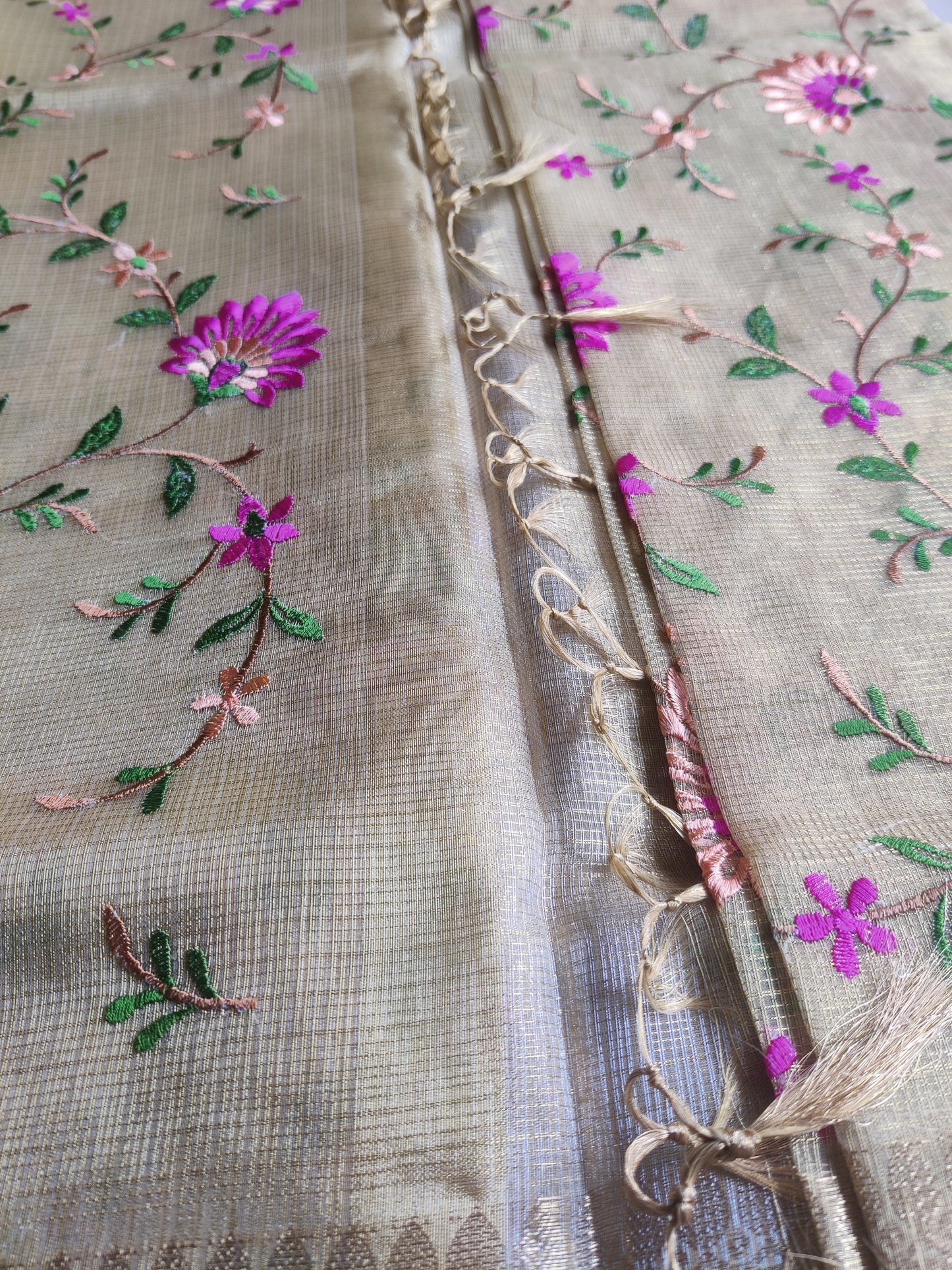 Golden Bloom Organza Saree